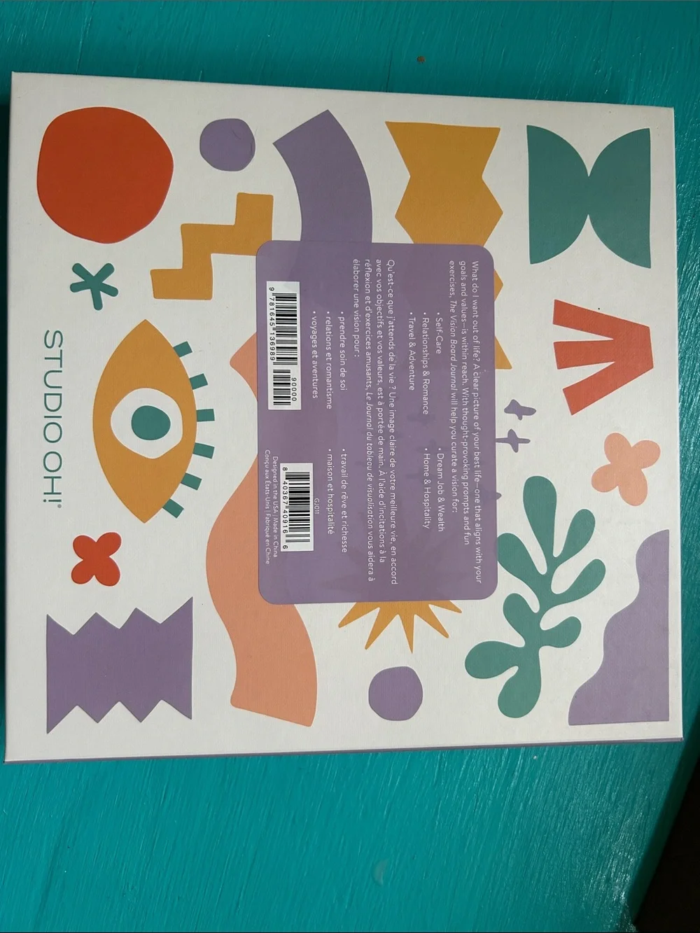 Studio Vision Board Journal - White with Teal, Pink, Orange, Purple Accents